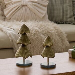 Large & Small Metal Christmas Trees with Marble Base Gold Threshold Studio McGee